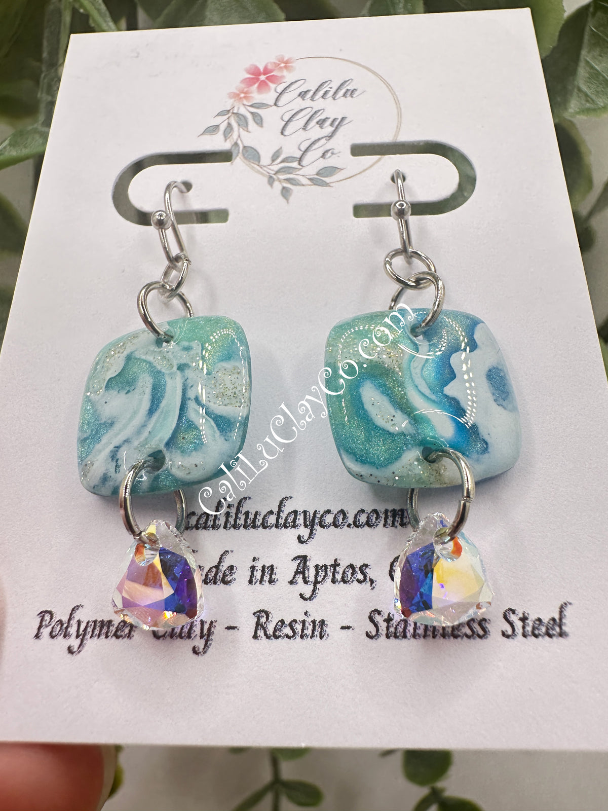Reversible Ocean Story Earrings with Swarovski Triangles