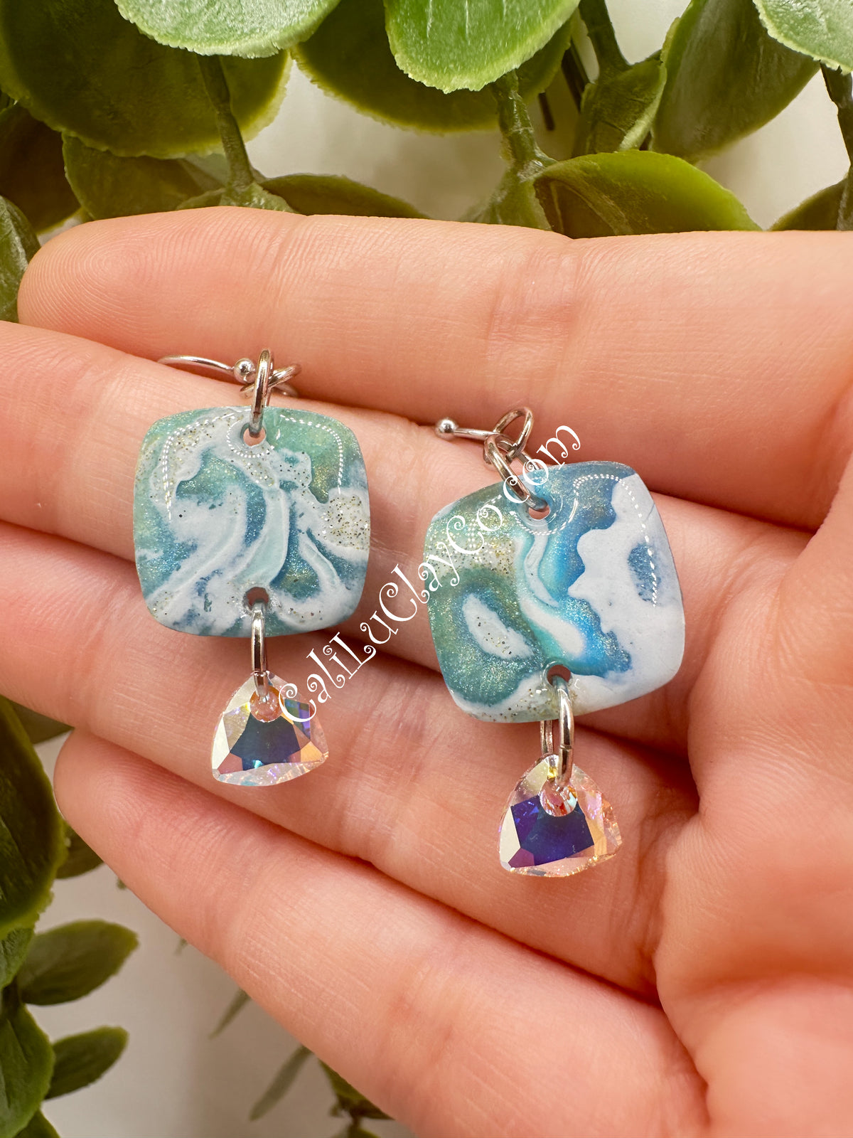 Reversible Ocean Story Earrings with Swarovski Triangles