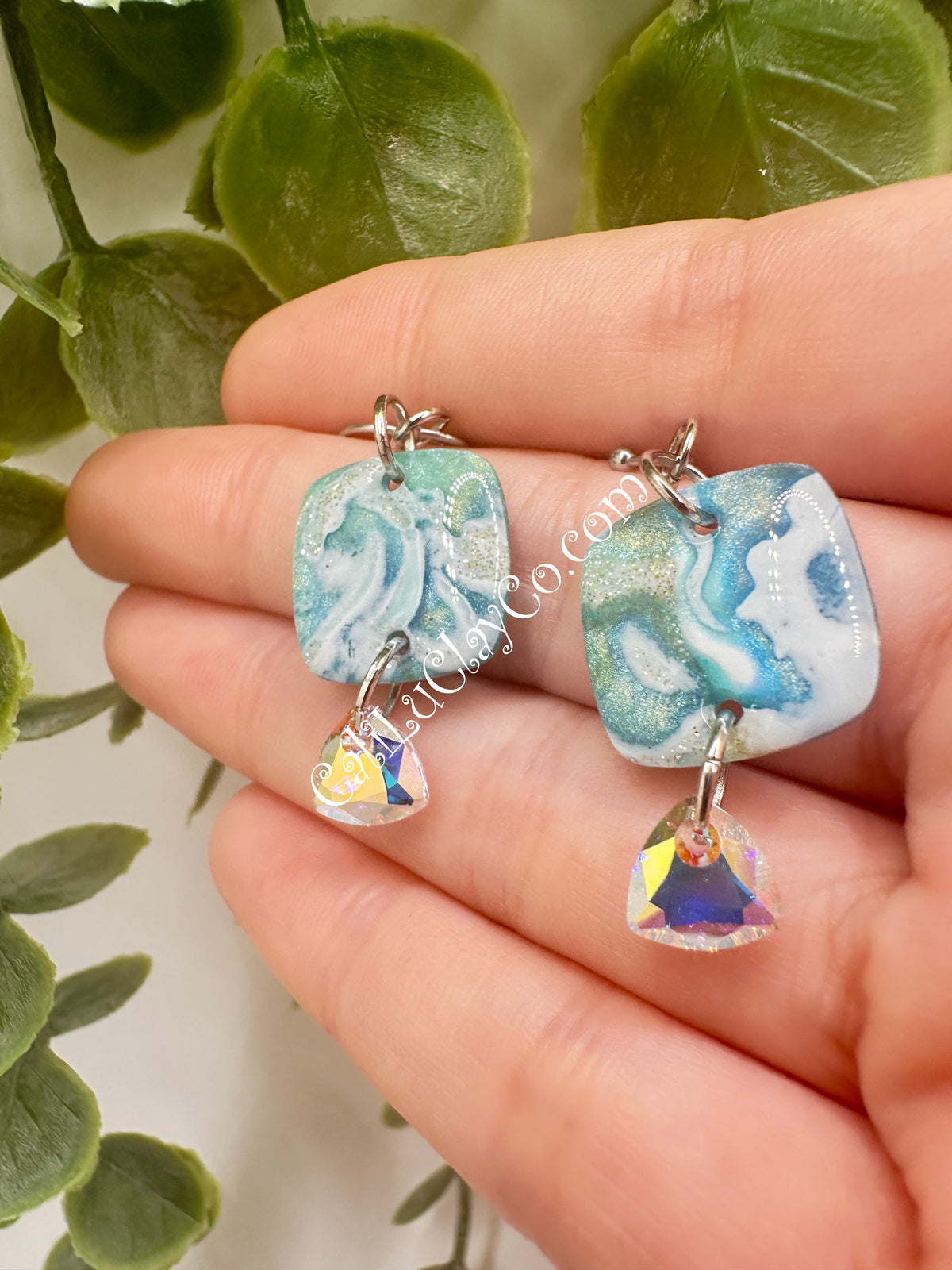 Reversible Ocean Story Earrings with Swarovski Triangles