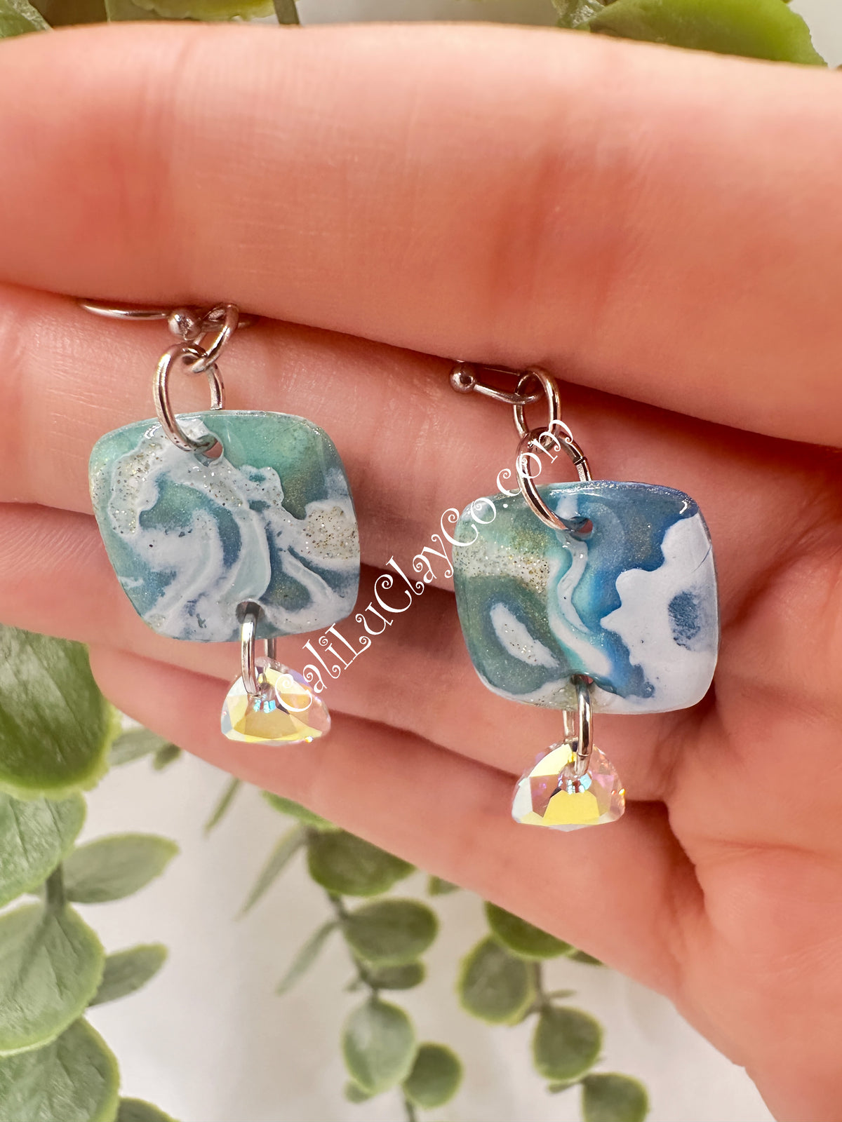 Reversible Ocean Story Earrings with Swarovski Triangles