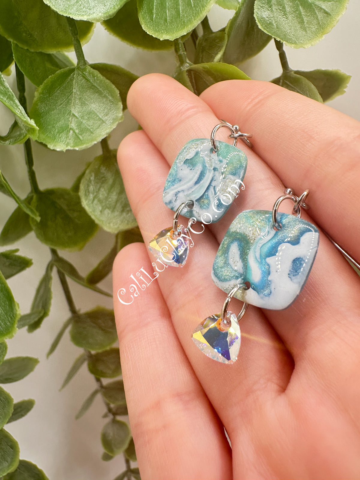 Reversible Ocean Story Earrings with Swarovski Triangles