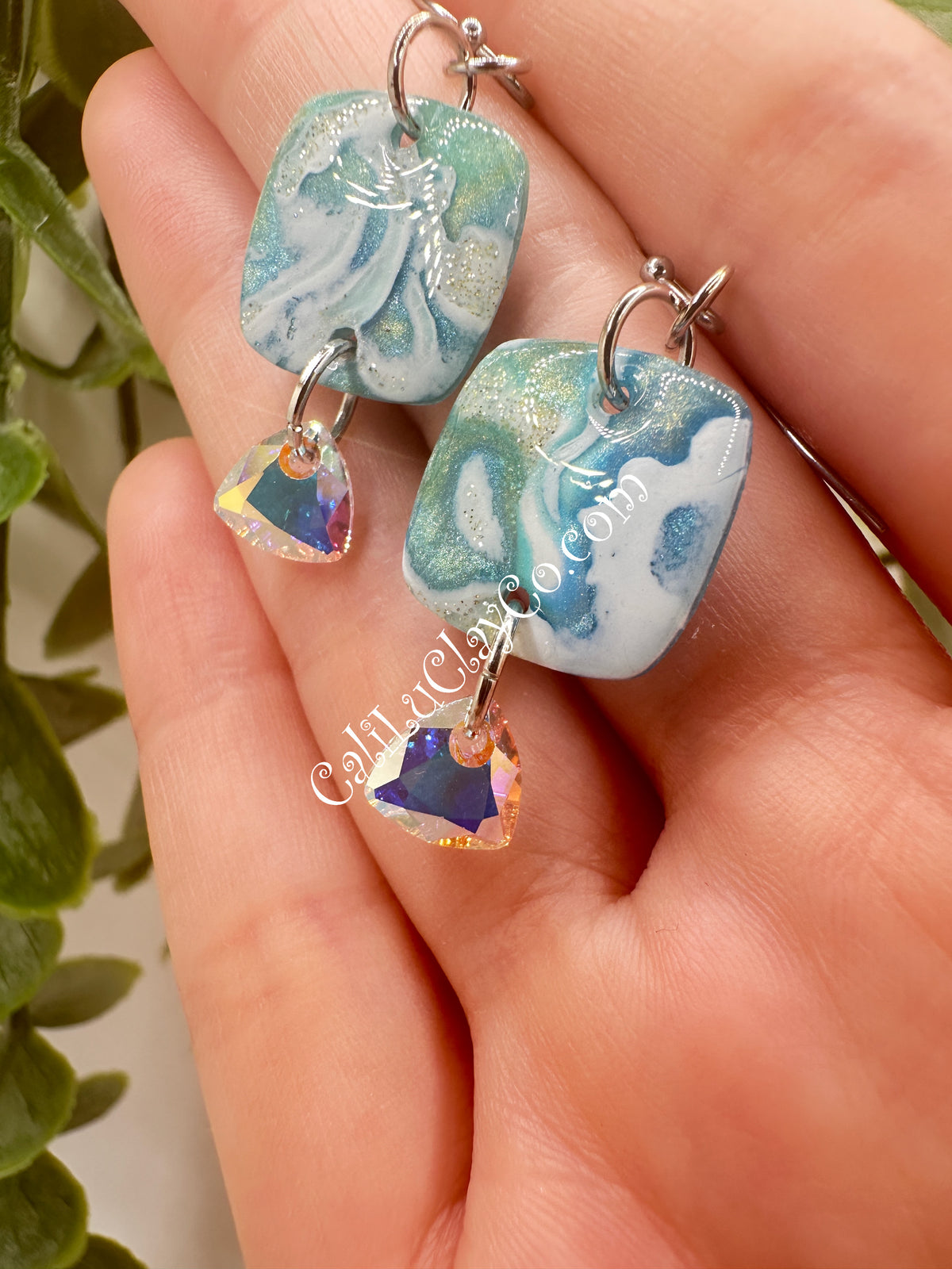 Reversible Ocean Story Earrings with Swarovski Triangles