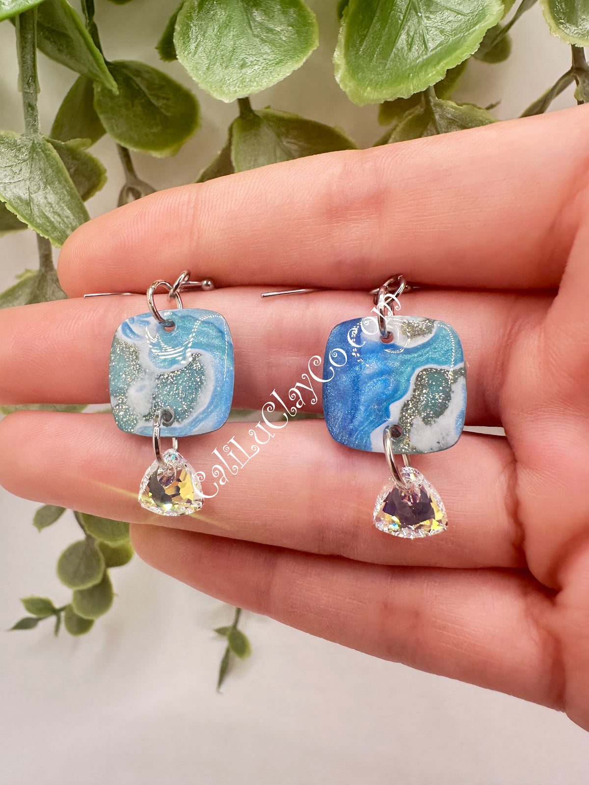 Reversible Ocean Story Earrings with Swarovski Triangles