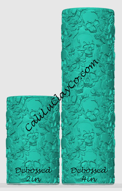 Floral Skulls Texture Roller for Polymer Clay/Fondant/Cookie Dough