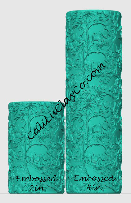 Floral Skulls Texture Roller for Polymer Clay/Fondant/Cookie Dough