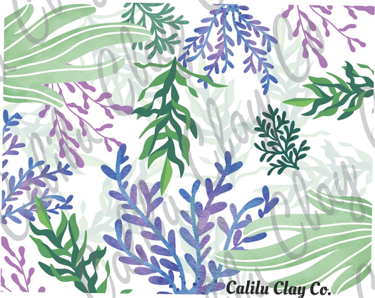 Coral and Kelp Polymer Clay Water-Soluble Transfer Sheet