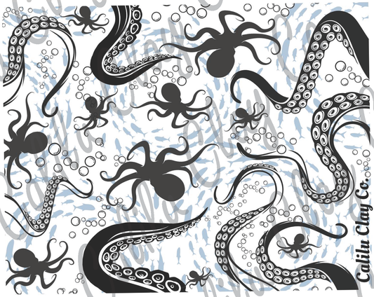 Octopi and Tentacles Polymer Clay Water-Soluble Transfer Sheet