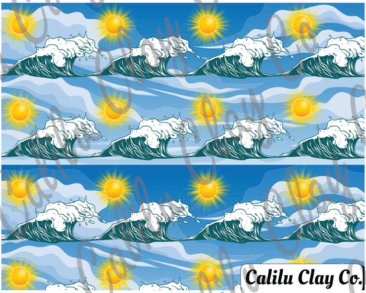 Sun and Waves Polymer Clay Water-Soluble Transfer Sheet