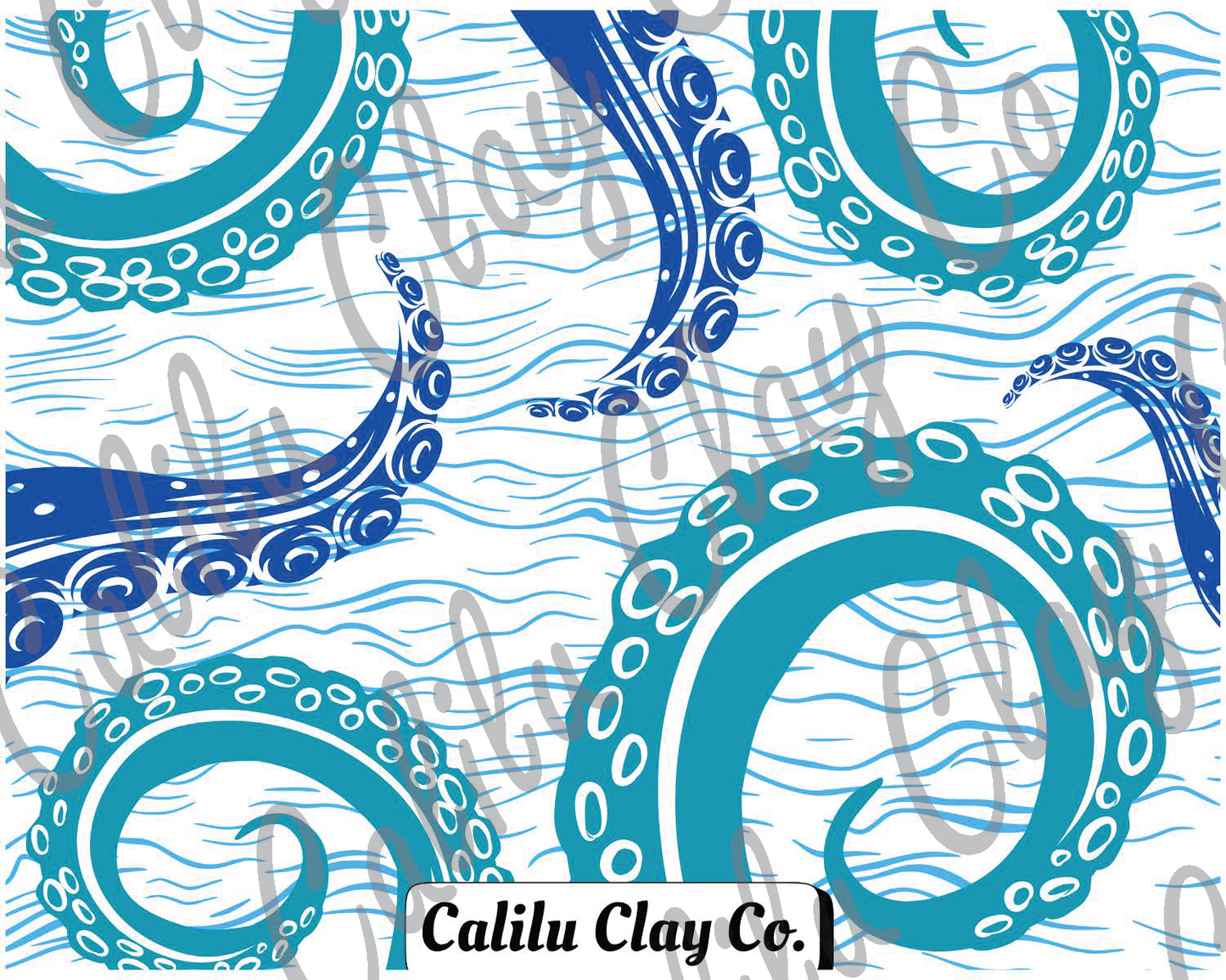 Tentacles and Waves Polymer Clay Water-Soluble Transfer Sheet