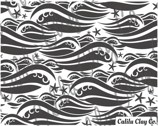 Waves and Starfish Polymer Clay Water-Soluble Transfer Sheet