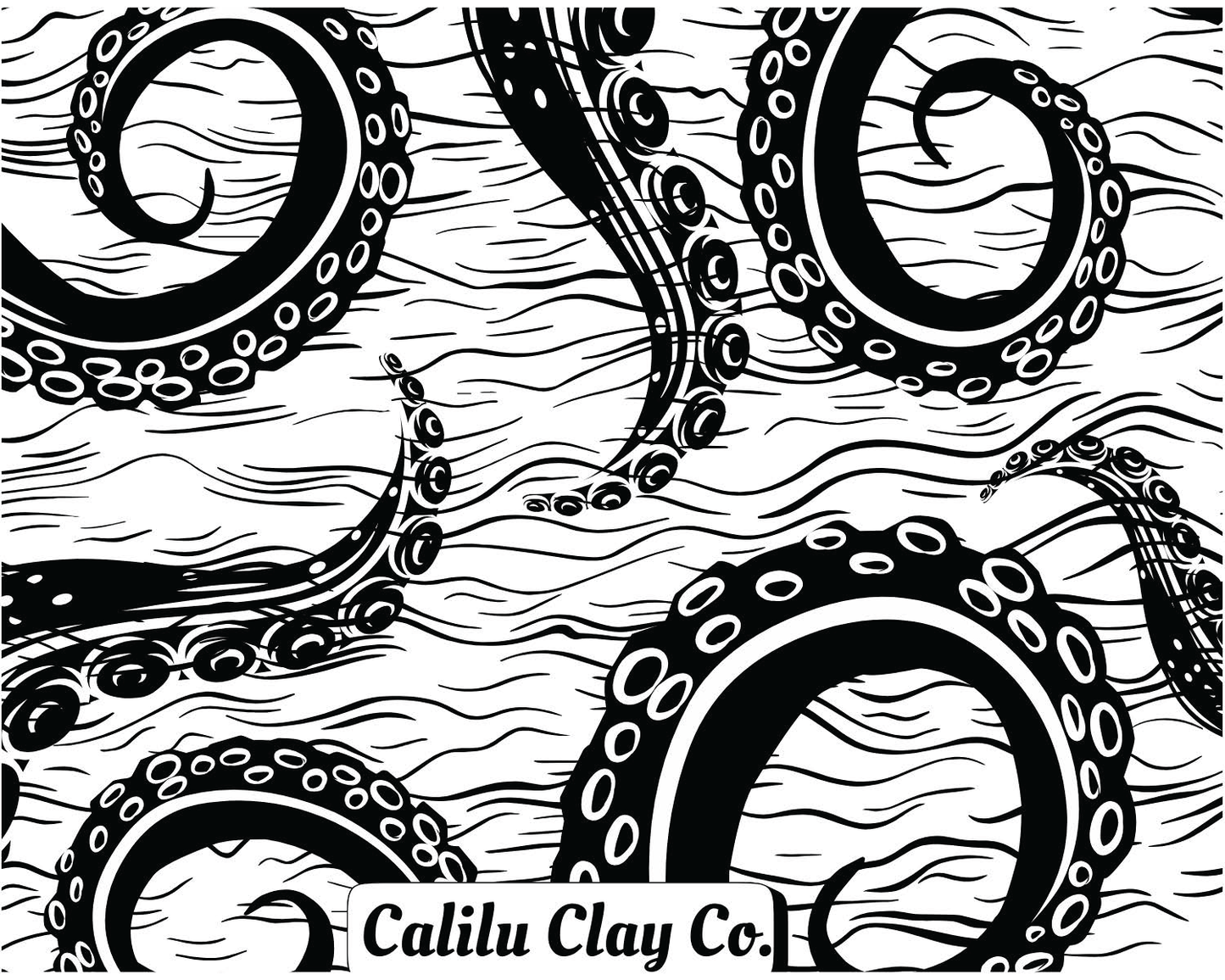 Tentacles and Waves Polymer Clay Water-Soluble Transfer Sheet