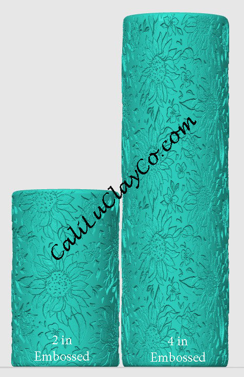 Sunflowers Pattern Polymer Clay / Cookie Dough Texture Roller